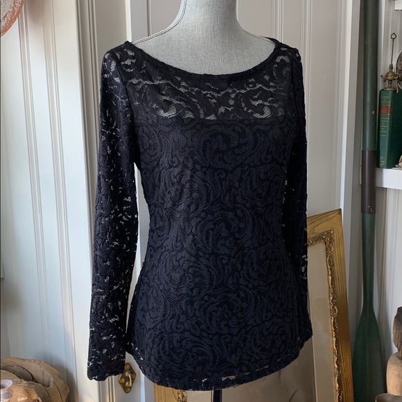 Cache lace top black long sleeve stretchy Victorian steampunk - Picture 13 of 14